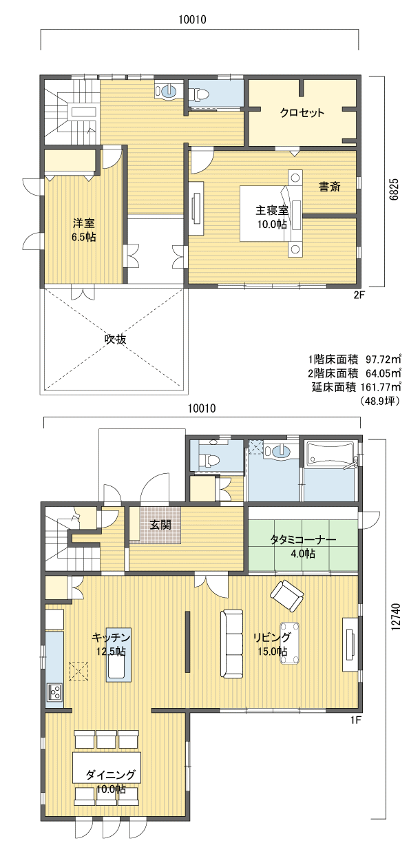 間取りプラン 2階建 40?50坪 北玄関