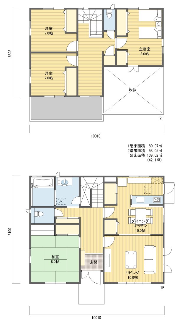 間取りプラン 2階建 40?50坪 南玄関
