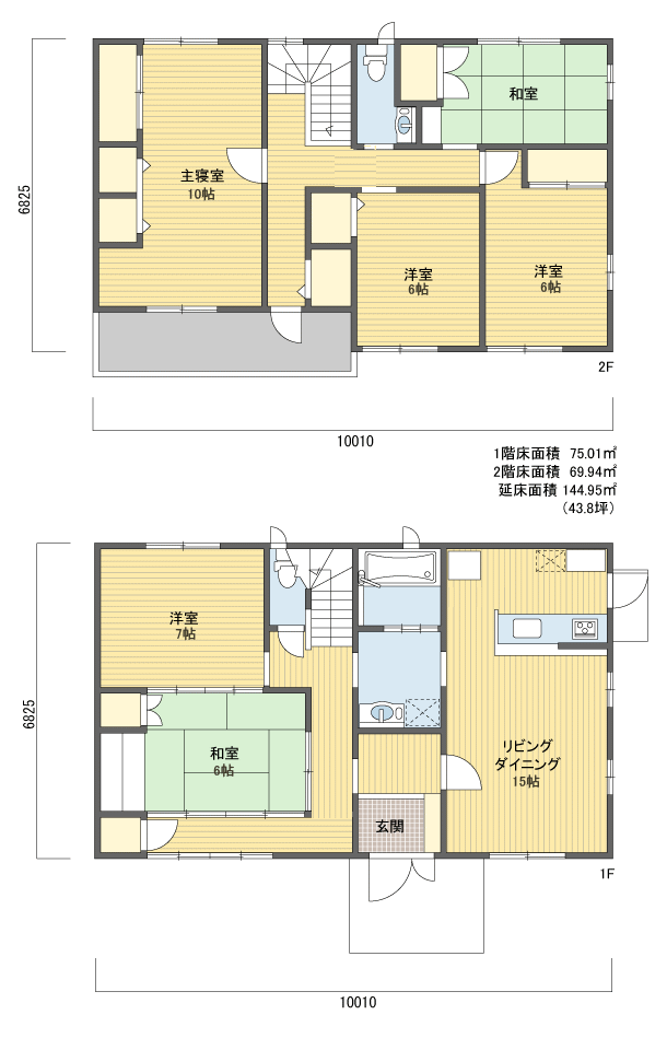 間取りプラン 2階建 40?50坪 南玄関
