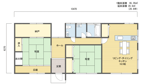 間取りプラン 1階建(平屋) 20?30坪 南玄関
